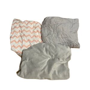 Chevron Pink White Gray Crib Sheet Changing Pad Cover Bundle Lot
